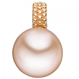 Anhänger 585 Rotgold 1 rosa Süßwasser-Perle Goldanhänger Perlenanhänger
