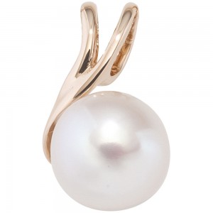 Anhänger 585 Rotgold 1 Süßwasser-Perle Goldanhänger Perlenanhänger