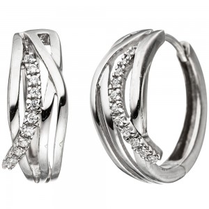 Creolen 333 Gold Weißgold mit Zirkonia Ohrringe Goldohrringe Goldcreolen