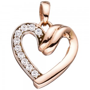 Anhänger Herz 333 Rotgold mit Zirkonia Herzanhänger