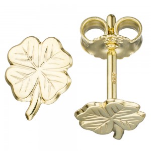 Kinder Ohrstecker Kleeblatt 333 Gelbgold Ohrringe Kinderohrringe