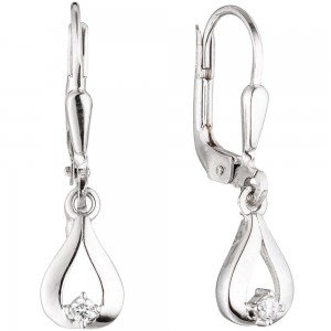 Boutons Tropfen 333 Gold Weißgold 2 Zirkonia Ohrringe Ohrhänger Goldohrringe
