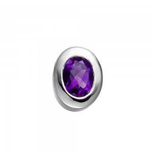 Anhänger oval 925 Sterling Silber rhodiniert 1 Amethyst violett lila
