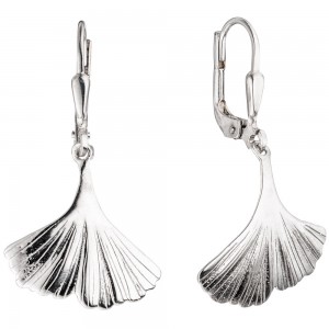 Boutons Gingko Ginko 925 Sterling Silber rhodiniert Ohrringe Ohrhänger