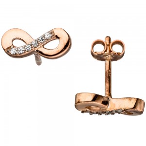 Ohrstecker Unendlichkeit 925 Silber rotgold vergoldet mit Zirkonia Ohrringe