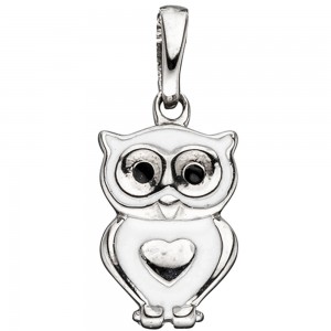 Kinder Anhänger Eule 925 Sterling Silber mit Lackeinlage Kinderanhänger