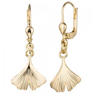 Boutons Gingko Ginko 375 Gelbgold Ohrringe Ohrhänger