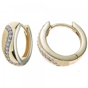 Creolen rund 333 Gelbgold bicolor mattiert mit Zirkonia Ohrringe