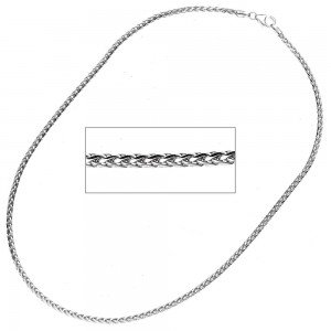 Zopfkette 585 Weißgold 2,6mm 45cm Gold Kette Goldkette Weißgoldkette Halskette