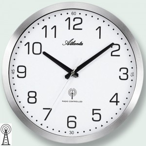 Funkwanduhr analog silbern matt mattiert