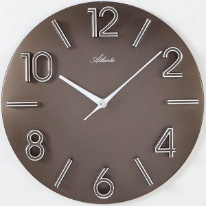 Wanduhr Quarz analog braun rund