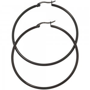 Creolen rund Edelstahl schwarz beschichtet Ohrringe