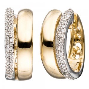 Creolen 585 Gelbgold bicolor 86 Diamanten Brillanten Ohrringe