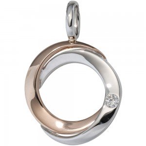 Anhänger 585 Weißgold Rotgold bicolor 1 Diamant Brillant Diamantanhänger