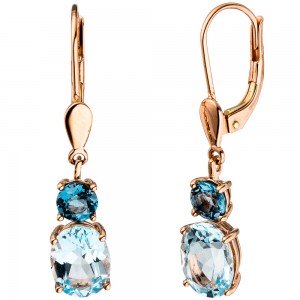 Boutons 585 Rotgold 2 Blautopase hellblau blau Ohrringe Ohrhänger
