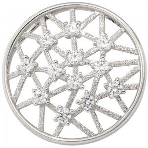 Anhänger rund 333 Gold Weißgold mattiert 12 Zirkonia Goldanhänger