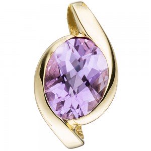 Anhänger 333 Gelbgold 1 Amethyst lila violett Goldanhänger