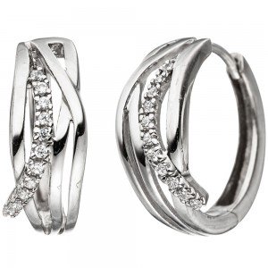 Creolen 333 Gold Weißgold mit Zirkonia Ohrringe Goldohrringe Goldcreolen