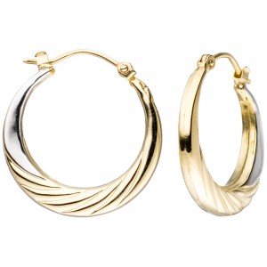 Creolen rund 333 Gelbgold bicolor Ohrringe Goldohrringe Goldcreolen