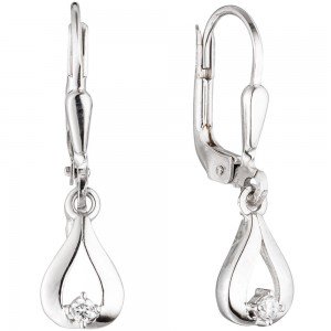 Boutons Tropfen 333 Gold Weißgold 2 Zirkonia Ohrringe Ohrhänger Goldohrringe