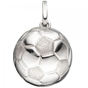 Kinder Anhänger Fußball 925 Sterling Silber rhodiniert mattiert Kinderanhänger