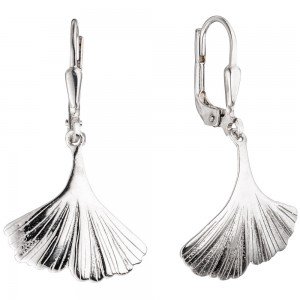 Boutons Gingko Ginko 925 Sterling Silber rhodiniert Ohrringe Ohrhänger