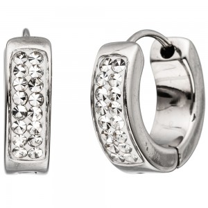 Creolen rund Edelstahl mit SWAROVSKI® ELEMENTS Ohrringe Edelstahlcreolen