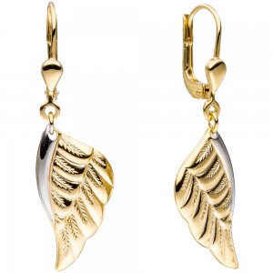 Boutons Flügel Engelsflügel 333 Gelbgold bicolor Ohrringe Ohrhänger