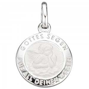 Kinder Anhänger Engel Schutzengel 925 Sterling Silber mattiert Kinderanhänger
