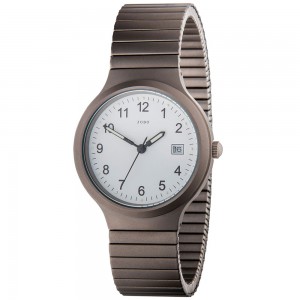 JOBO Herren Armbanduhr Quarz Analog Titan Flexband Datum Herrenuhr
