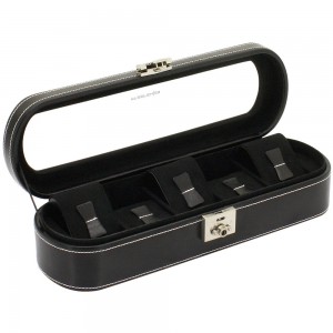 Uhrenkoffer Uhrenkasten Uhrenbox LONDON schwarz für 5 Uhren