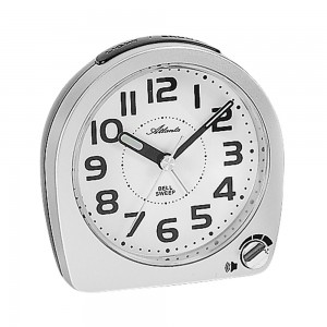 Wecker Quarz analog silber schwarz leise ohne Ticken mit Licht Snooze