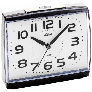 Wecker Quarz analog anthrazit/silber leise ohne Ticken mit Licht Snooze