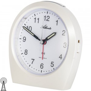 Wecker Funk Funkwecker creme weiß Licht Snooze leise ohne Ticken