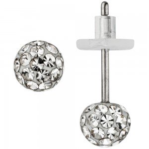 Ohrstecker Kugel Edelstahl mit SWAROVSKI® ELEMENTS Ohrringe Kugelohrstecker