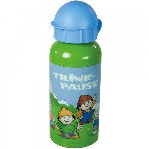 MAINZELMAENNCHEN Kinder Trinkflasche aus Aluminium grün blau mit 400 ml