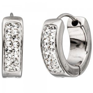 Creolen rund Edelstahl mit SWAROVSKI® ELEMENTS Ohrringe Edelstahlcreolen
