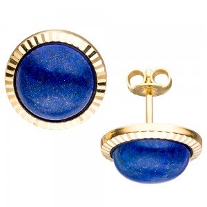 Ohrstecker rund 333 Gelbgold 2 Lapislazuli blau Ohrringe Goldohrringe