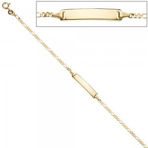 Schildband 333 Gelbgold 18,5cm Gravur ID Armband Federring