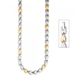 Collier / Halskette aus Edelstahl gold farben beschichtet bicolor 45cm Kette