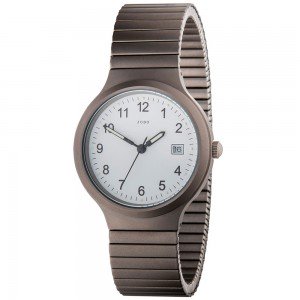 JOBO Herren Armbanduhr Quarz Analog Titan Flexband Datum Herrenuhr