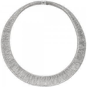 Collier Statement Halskette 585 Gold Weißgold 42 cm Kette Weißgoldkette breit