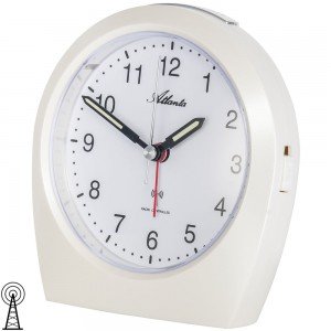 Wecker Funk Funkwecker creme weiß Licht Snooze leise ohne Ticken