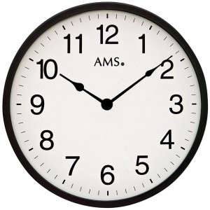 Wanduhr Quarz analog schwarz weiß rund schlicht sehr flach