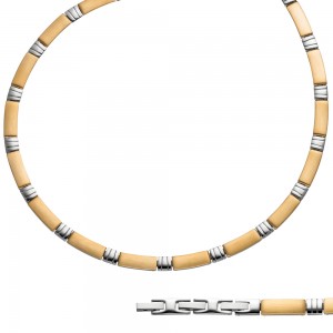 Collier Halskette aus Edelstahl gold farben beschichtet bicolor 47cm Kette