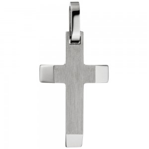 Anhänger Kettenanhänger Kreuz aus Edelstahl mattiert Kreuzanhänger