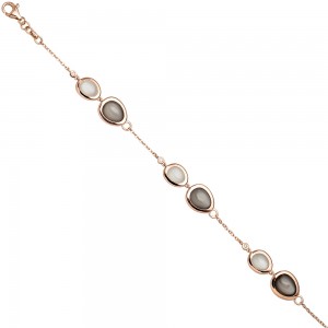 Armband 585 Rotgold 4 Diamanten Brillanten 0,06ct. 8 Mondsteine 21cm