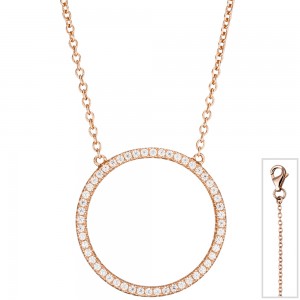 Collier Halskette 925 Silber rotgold vergoldet mit Zirkonia 45cm Kette