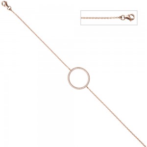 Armband 925 Sterling Silber rotgold vergoldet 52 Zirkonia 21cm