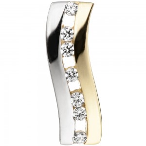 Anhänger 333 Gelbgold bicolor mit Zirkonia Goldanhänger 0.9g